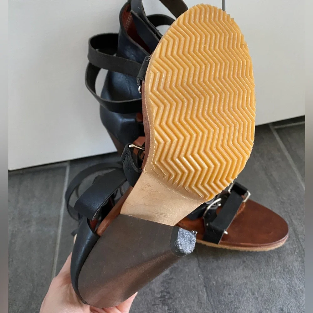 Isabel Marant black strappy high heel sandals Sz 38 leather - Picture 5 of 7